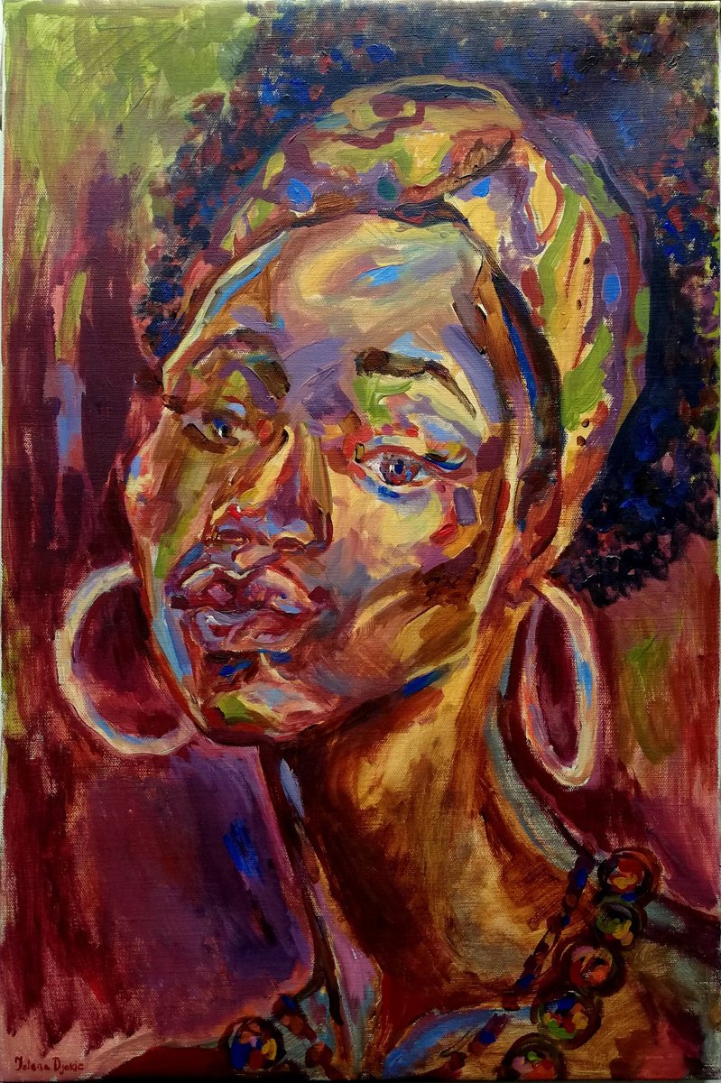 Impressionistic Portrait Acrylic Painting By Jelena Djokic, 16 X 24, Victoria, Original Artwork