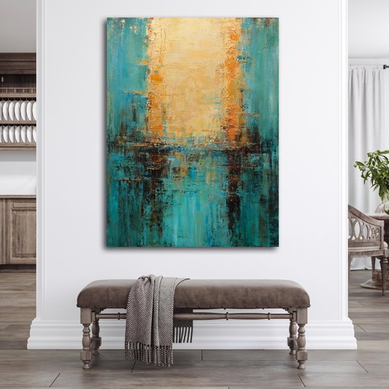 Abstraction in Turquoise and Gold