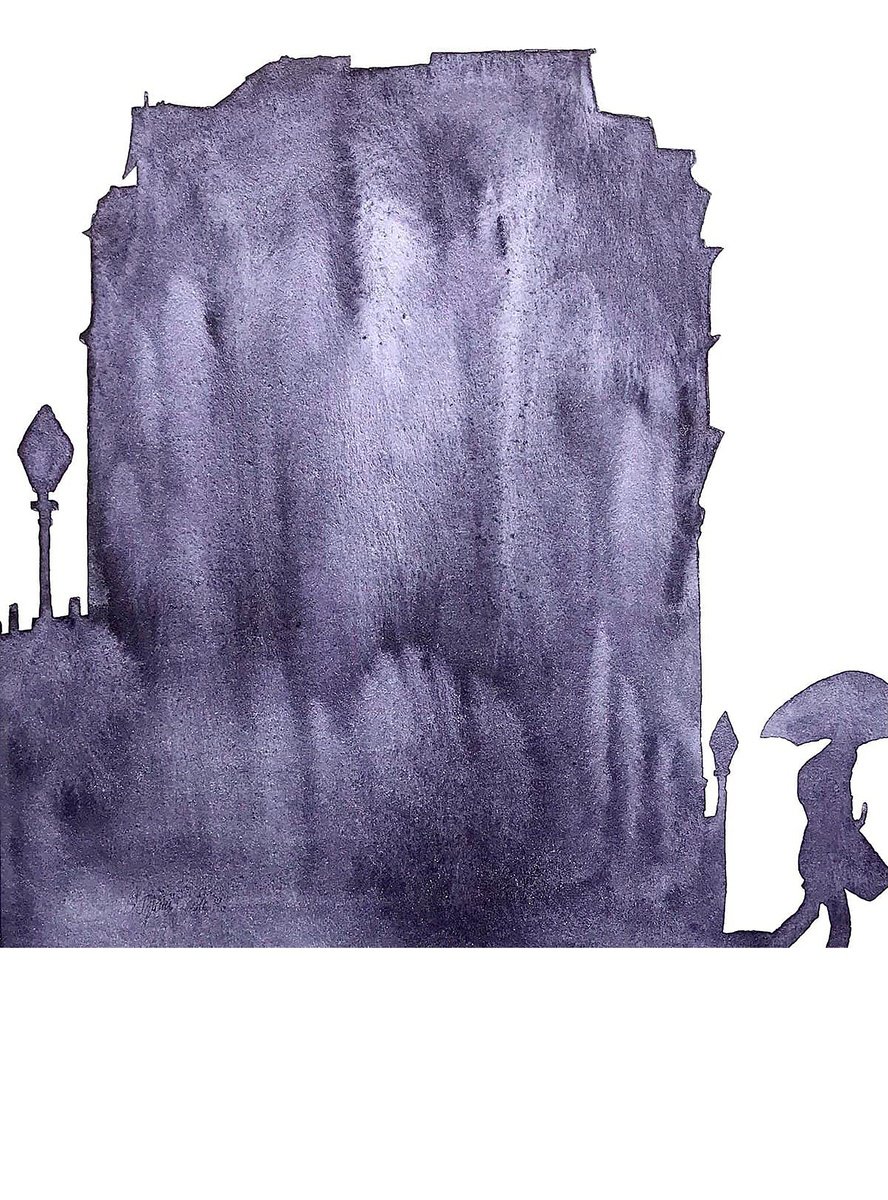Illustrative Cityscapes Watercolour By Alona Hryn, 9 X 12, The Silhoutte Of Paris, Original Artwork