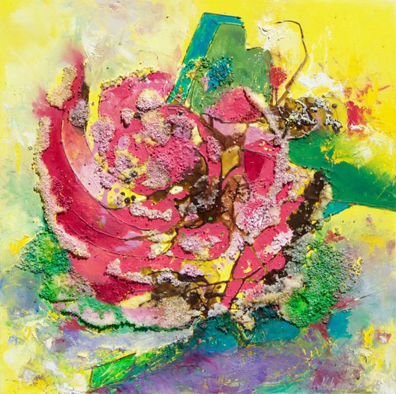 Abstract oil painting Flowers 24"Abstract Rose, Creative Original Painting, Modern Art, Shipping Free