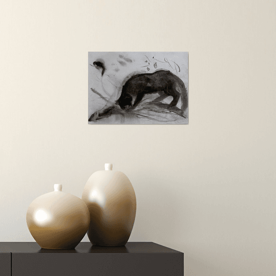 Cat and Bird C20-3, 29x21 cm