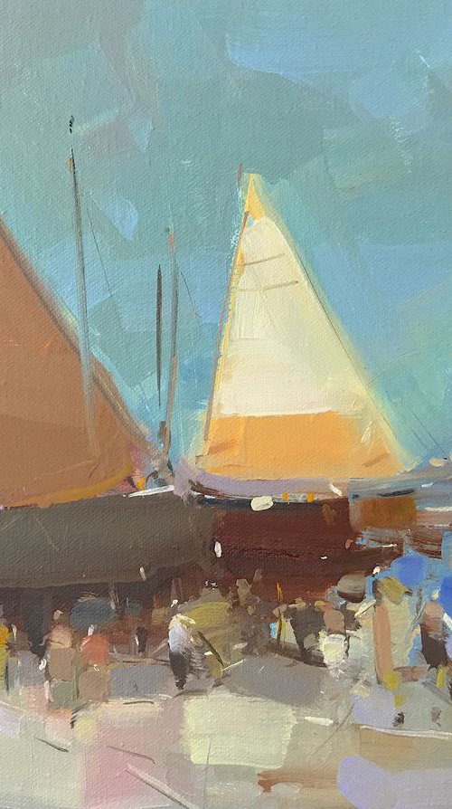 Sail Boats, Original oil painting, Handmade artwork, One of a kind by Vahe Yeremyan