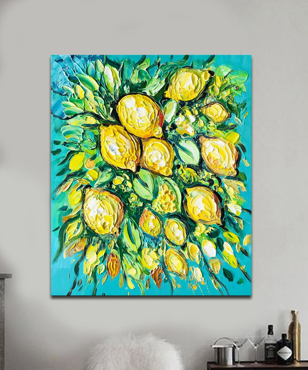 Original Acrylic Painting - Lemons of Sicily by Sandra Zekk