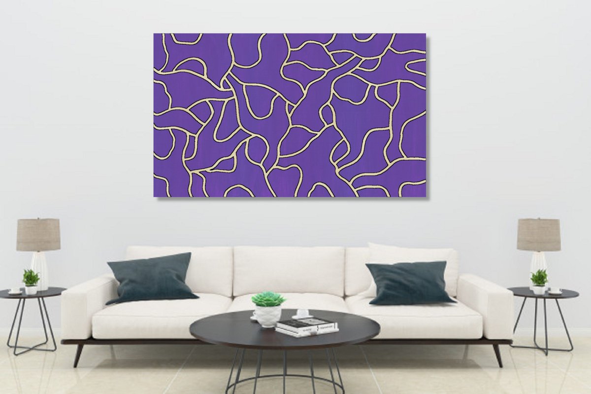 Abstract Landscape Acrylic Painting By Marina Krylova, 59 X 35", Abstract Nature #68, Original Artwork