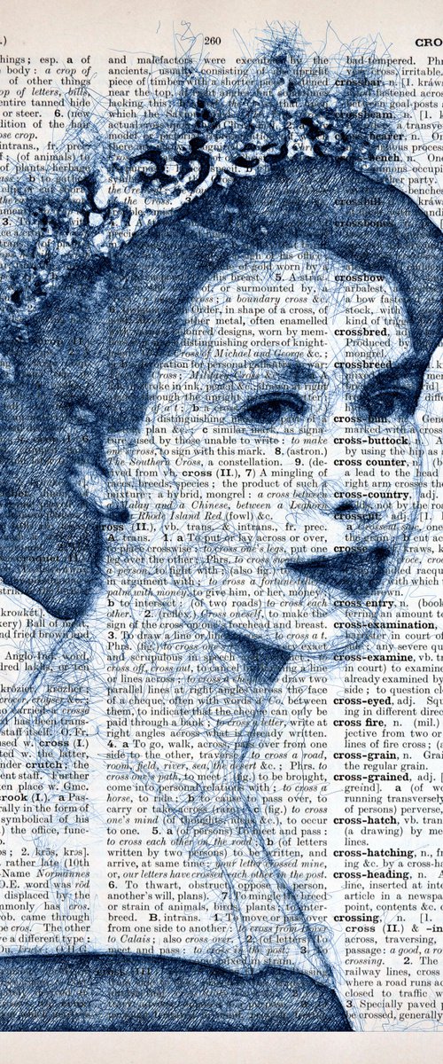 Queen Elizabeth II - Collage Art on Large Real English Dictionary Vintage Book Page by Jakub DK - JAKUB D KRZEWNIAK