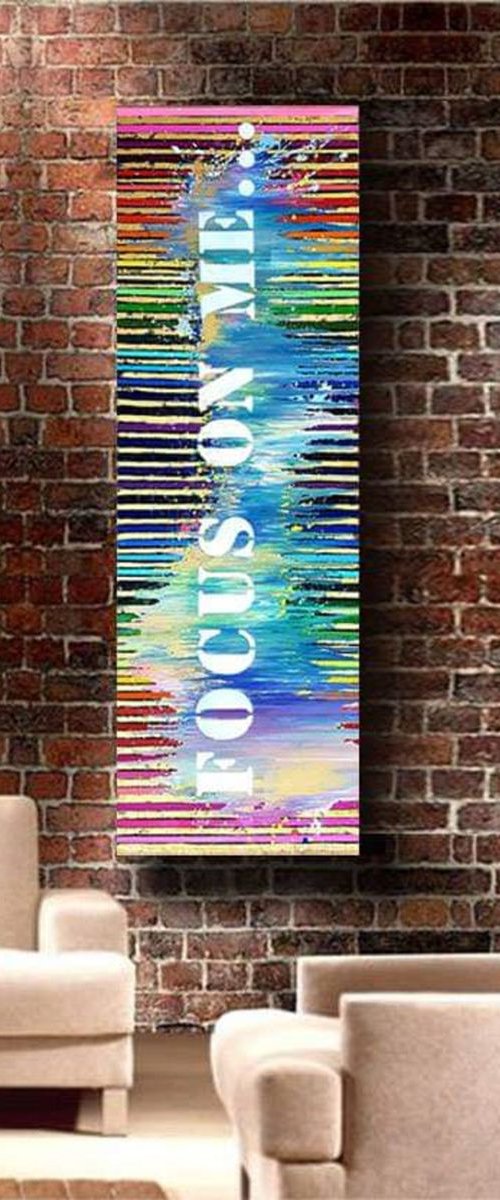 Abstract FOCUS ON ME / Original artwork / 150x50 cm / Free shipping / modern stripe art by Larissa Uvarova