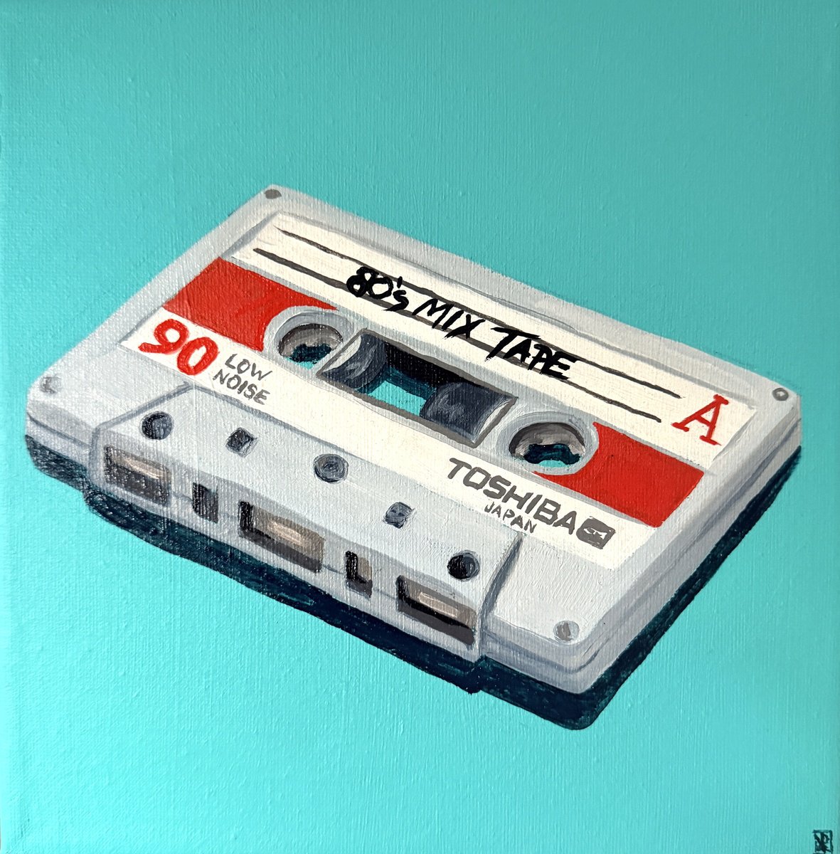 Urban And Pop Oil Painting , Cassette Tape Nostalgia 13 By Kate Revill, 8 X 8, Artwork For Sale On Artfinder