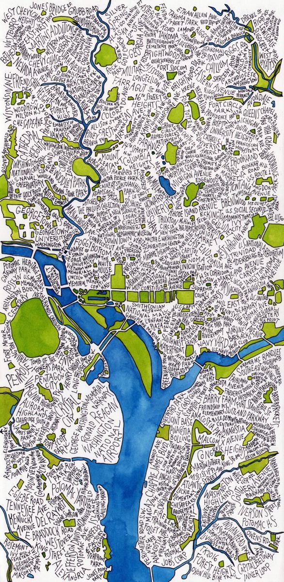Washington DC Tall Word Map by Terri Kelleher