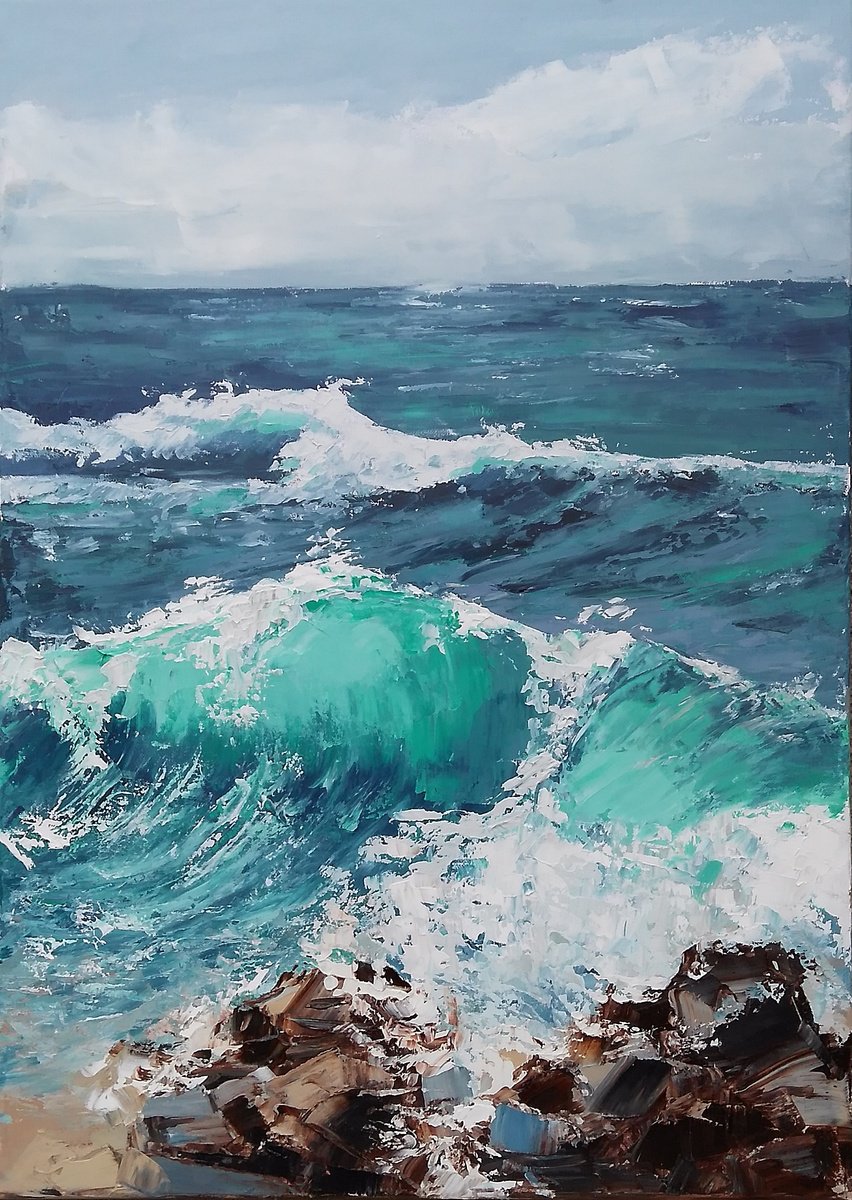 HORIZON TO FEET, 70x50cm, seascape by Emilia Milcheva