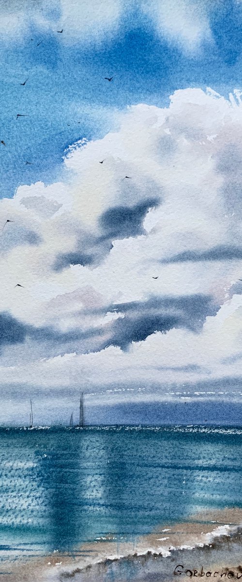 Sailboats and clouds by Eugenia Gorbacheva