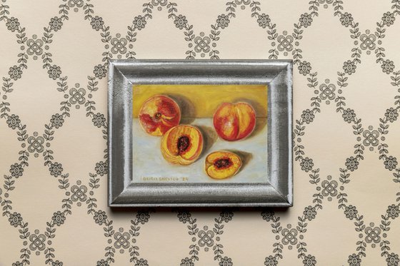 Ripe Peaches on Table