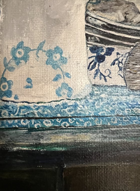 Whites roses still life