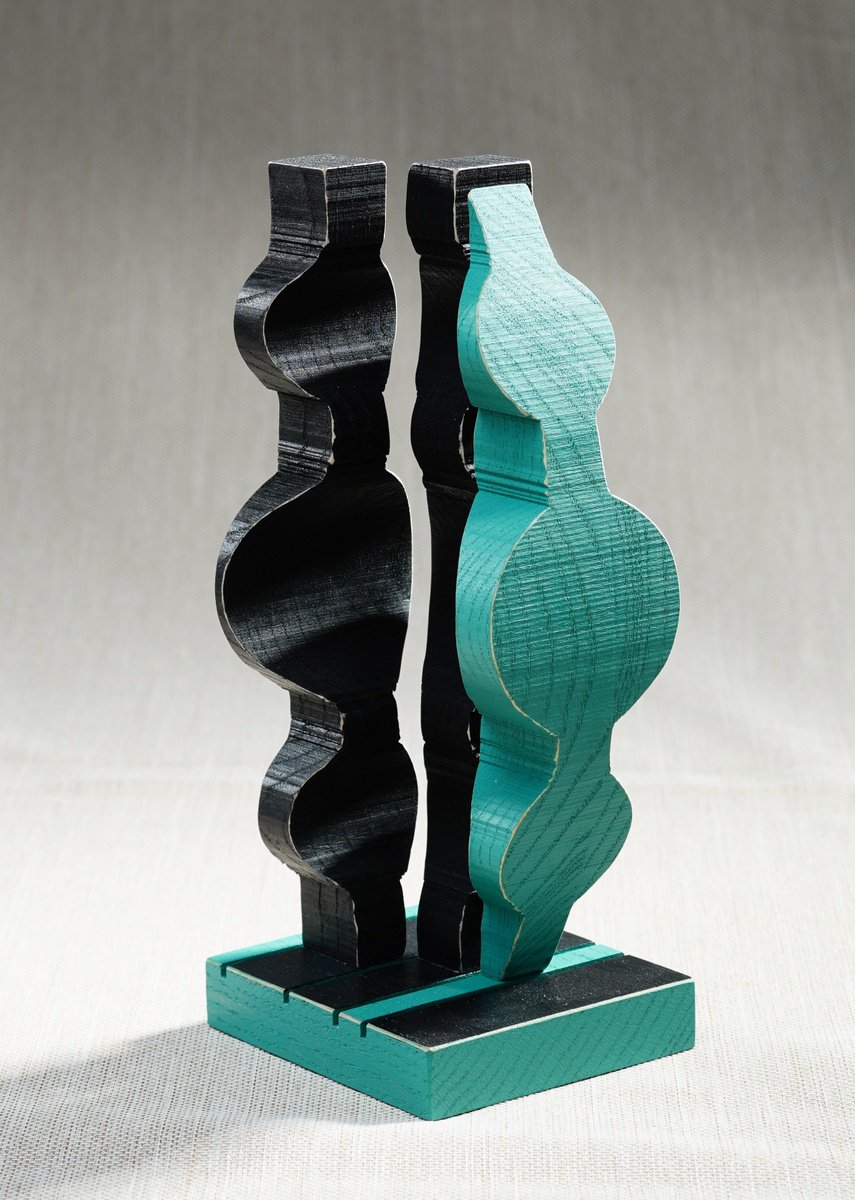 Urban And Pop Portrait Wood Sculpture By Sava Draganov, 4 X 8", "Timeline", Original Artwork