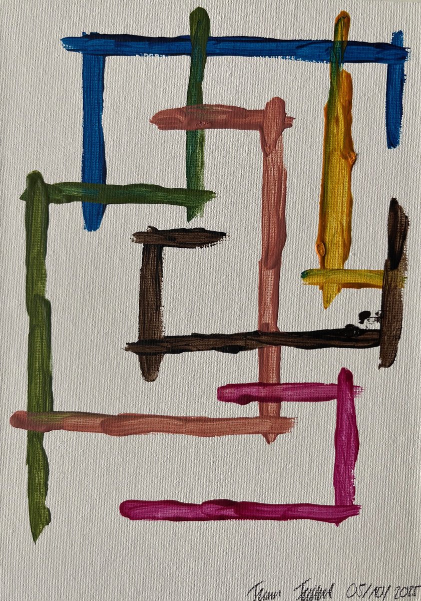 Geometric Abstract Acrylic Painting By Franz Friedel, 6 X 8, Fragments V, Original Artwork