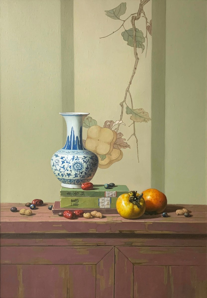 Photorealistic Oil Painting , Realism Still Life:zen Art C170 By Kunlong Wang, 28 X 39, Artwork For Sale On Artfinder