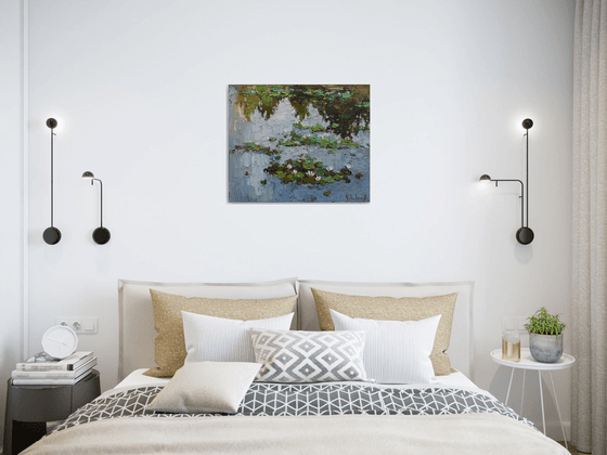 Water Lilies - Impasto Original Oil painting