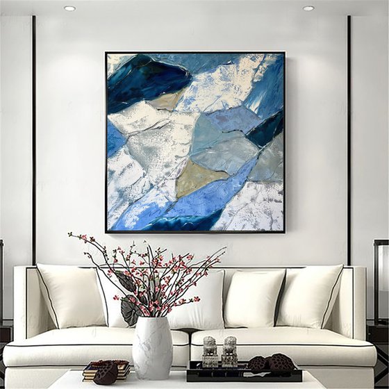 Blue gray Geometric Art.