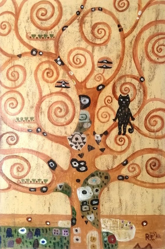 Cat on a tree by Klimt