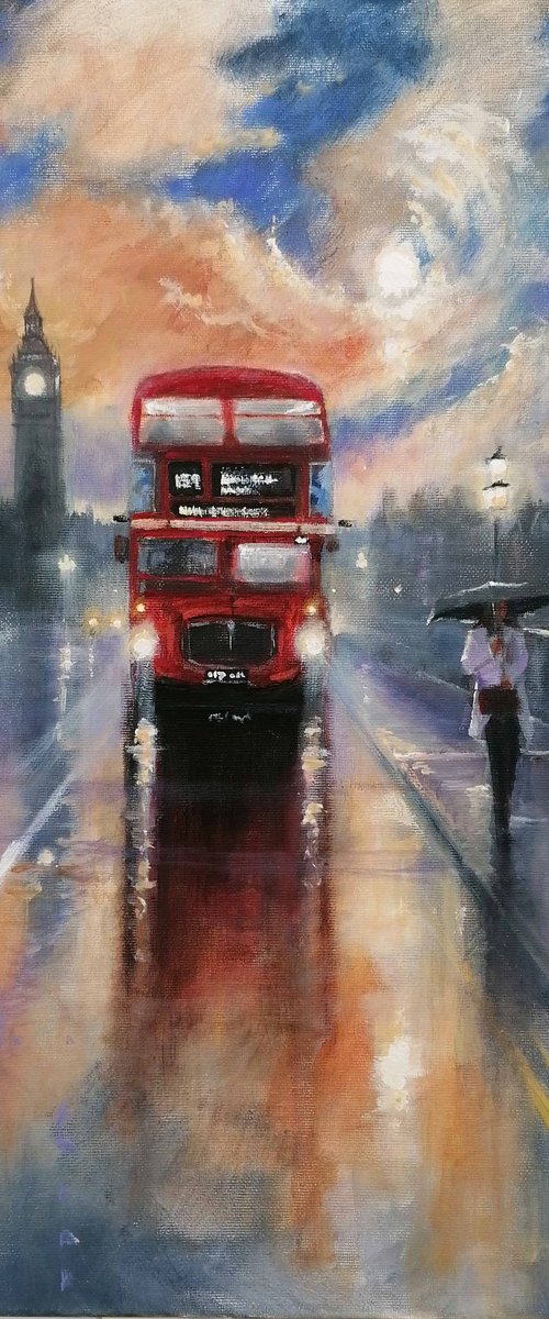 Late Night London, walking in the rain 2 by Alan Harris