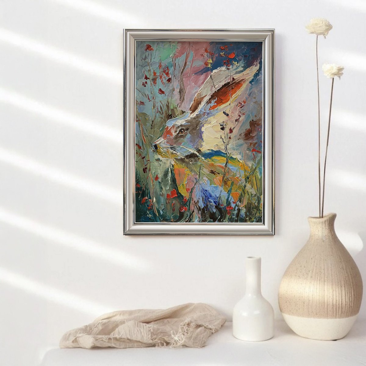 Impressionistic Animal Oil Painting By Vita Schagen, 9 X 13", Rabbit. Bunny, Hare., Original Artwork