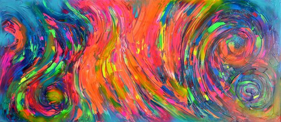 Gypsy Dance 2 - Large Painting, 160x70 cm, Abstract Painting, Modern Fauve Neogestural - Ready to Hang