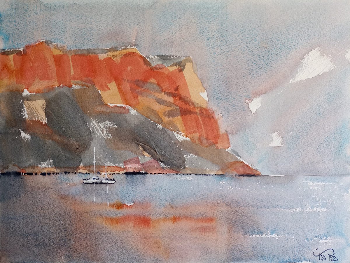 Expressive Landscape Watercolour By Tollo Pozzi, 15 X 11", Cassis, Original Artwork