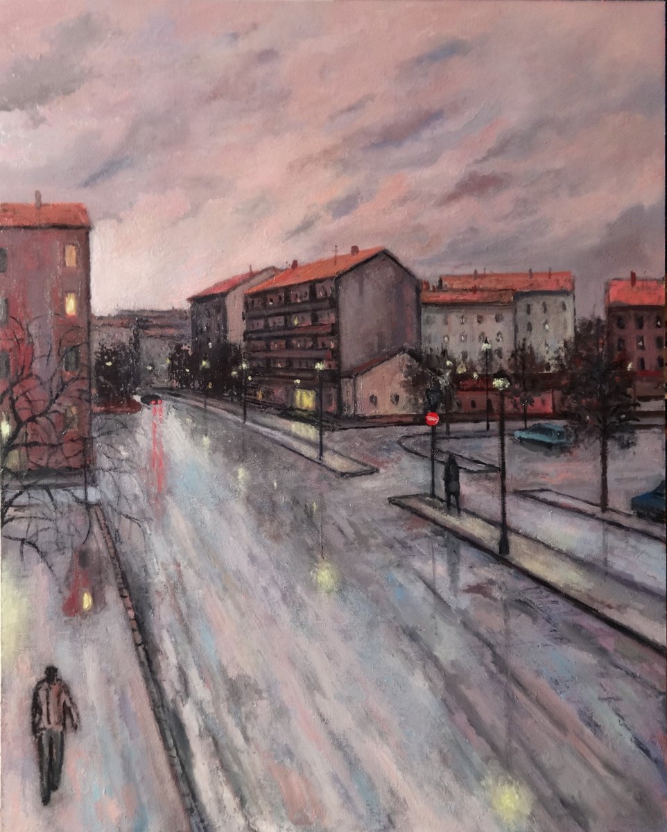 Landscape Oil Painting By Massimiliano Ligabue, 16 X 20", Outskirts, Original Artwork