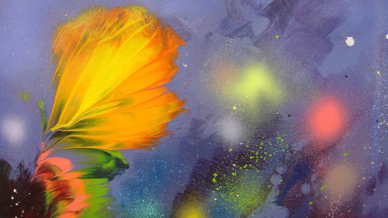 101" VERY LARGE Flowers Painting "Evening Magic"