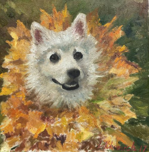Dog Painting 60x60cm Animals Impressions Portrait by Leo Khomich