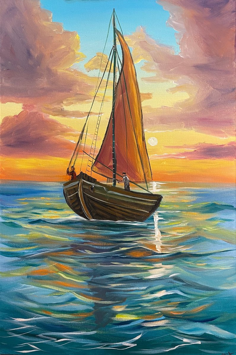 Sailing Towards The Sunset by Aisha Haider