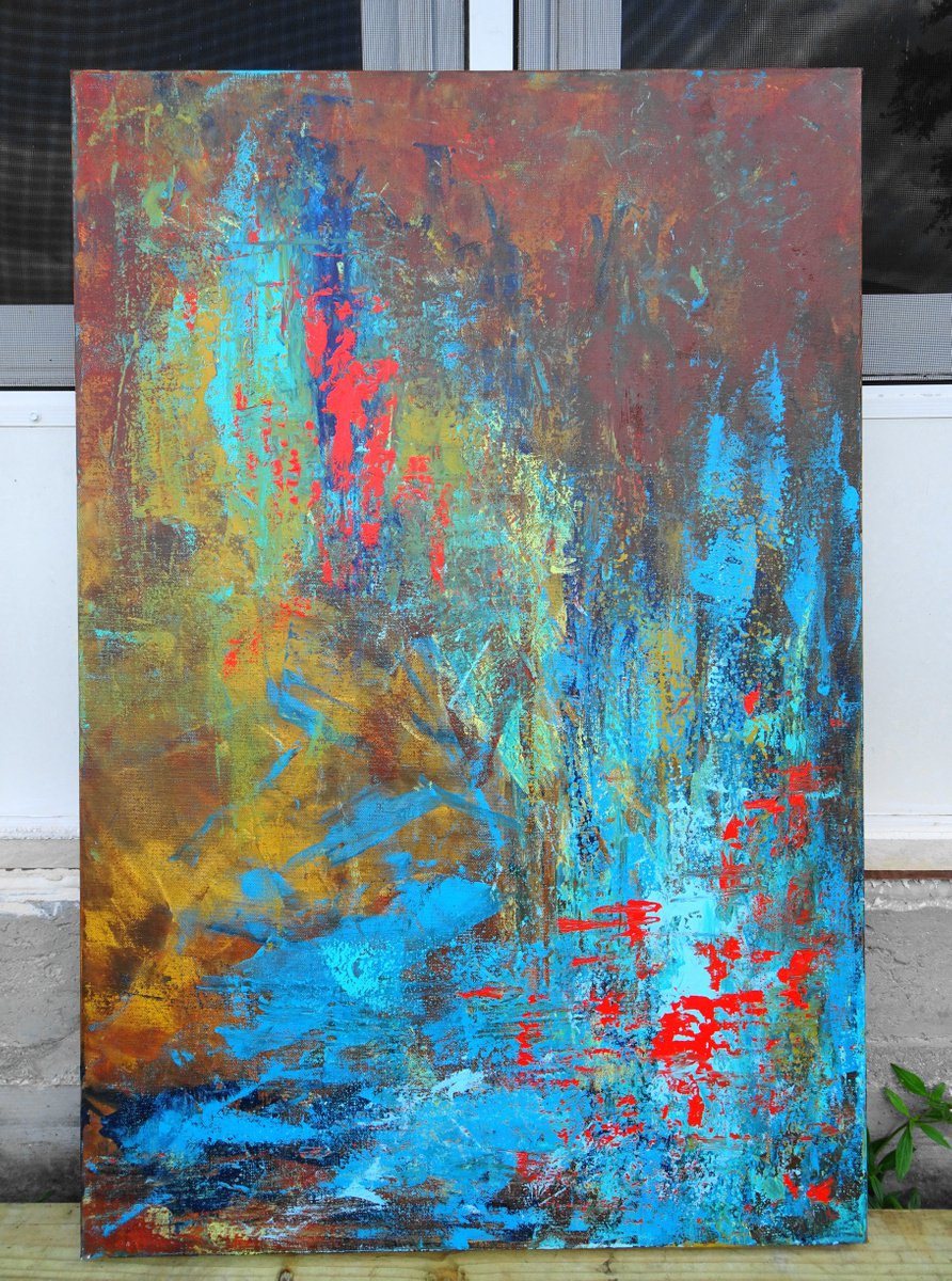 Large Blue Brown Red Abstract by Sveta Osborne