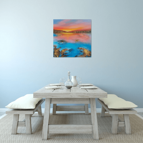 A beautiful large modern abstract figurative seascape painting "Evening mood"