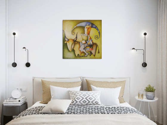The kind bull(60x60cm, acrylic/canvas, ready to hang)