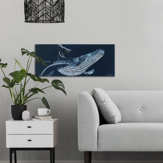 Humpback Whale - pointillism painting