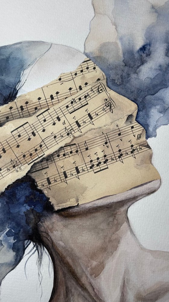 Immersion Blue Sheet Music Abstract Portrait