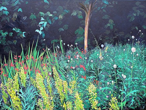 In the Night Garden Large Painting 40"x 30"
