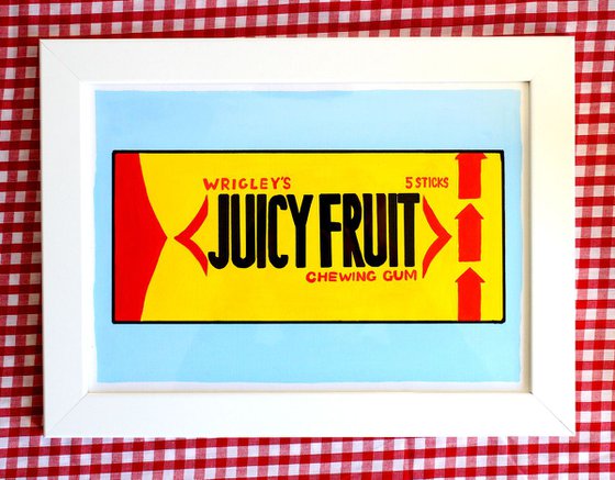 Juicy Fruit Chewing Gum Pop Art Painting On Paper