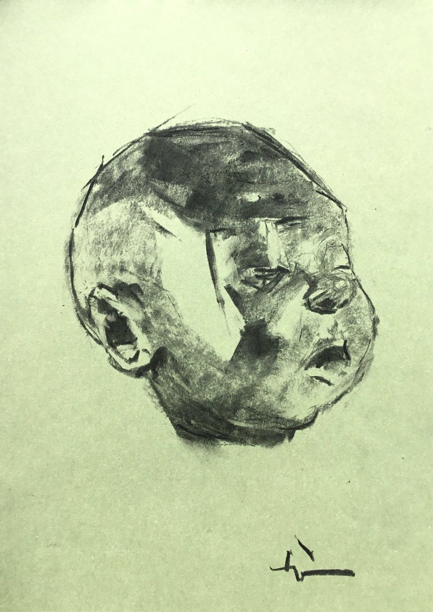 Expressive Charcoal Drawing , Sleep By Dominique Deve, 8 X 11, Artwork For Sale On Artfinder
