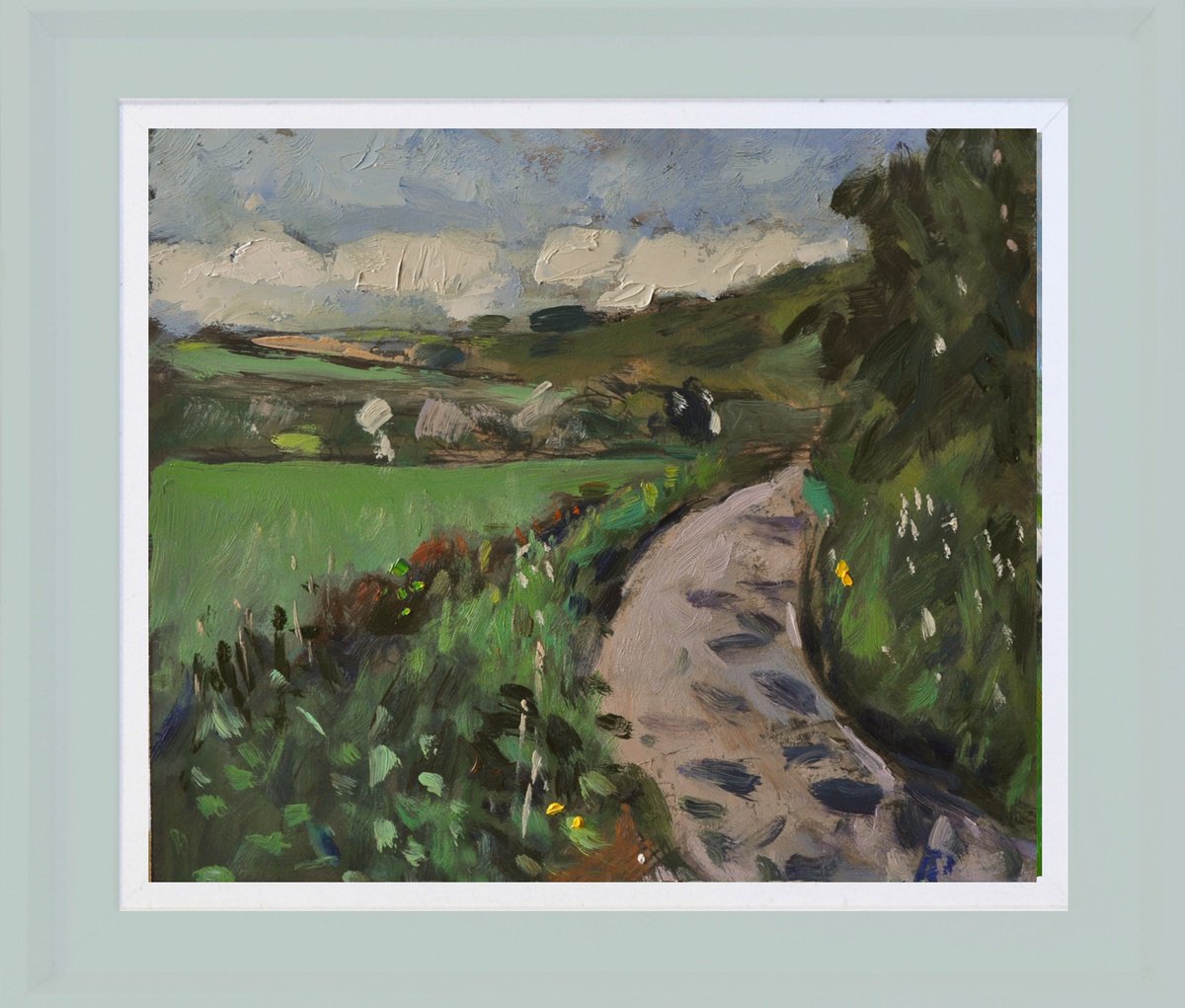 Impressionistic Landscape Oil Painting By Andre Pallat, 19 X 17, The Road To Burpham., Original Artwork