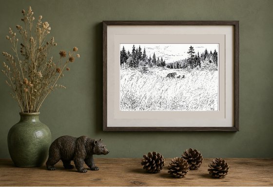 Mother bear and her cubs