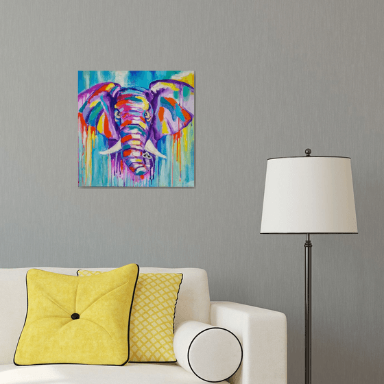 Colored elephant, 50x50 cm.