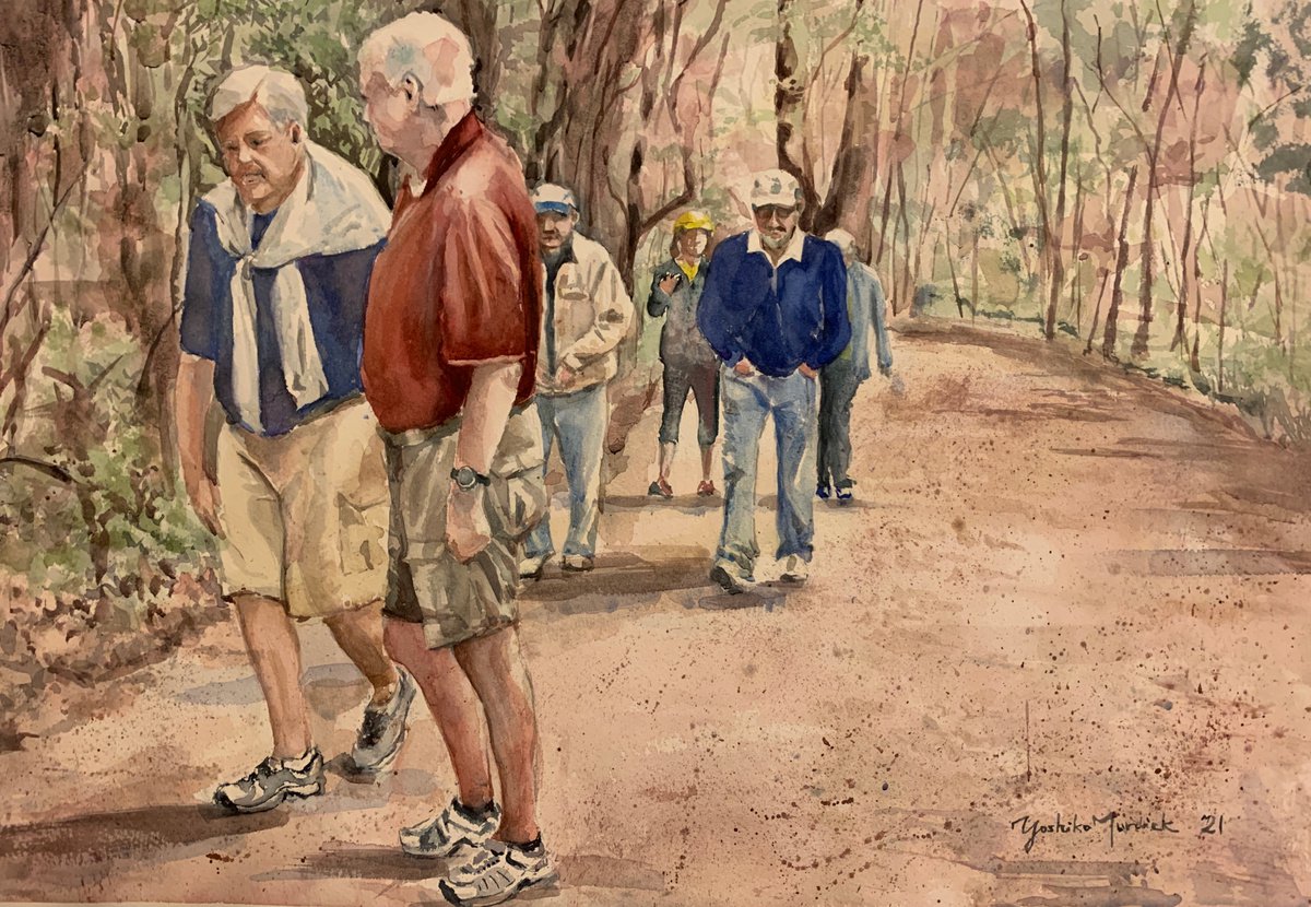 Impressionistic Watercolour , Sunday Hike By Yoshiko Murdick, 22 X 15, Artwork For Sale On Artfinder