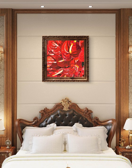 Red Anthurium Floral Painting