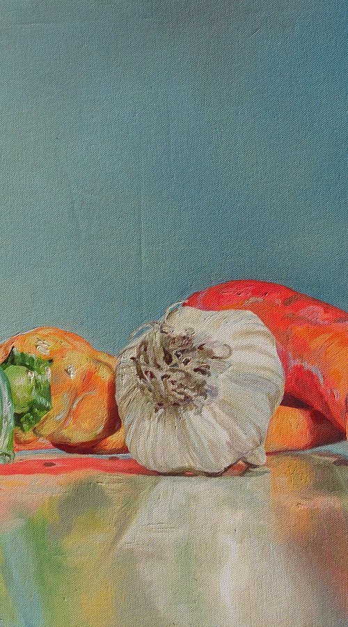 garlic and peppers by Vivien Choumissa