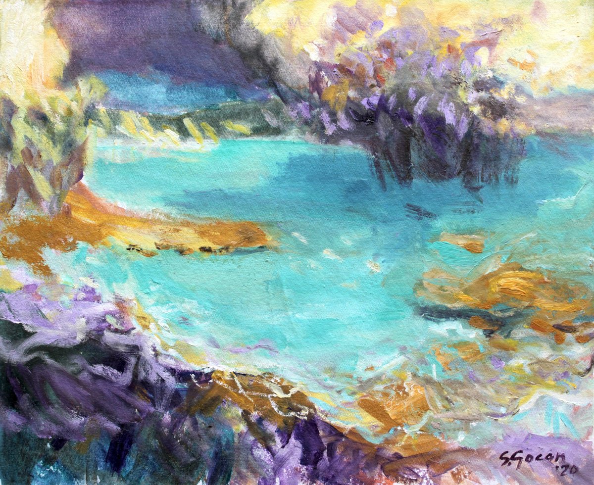 Amethyst Shoreline By Simona Gocan, 21 X 17, Artwork For Sale On Artfinder
