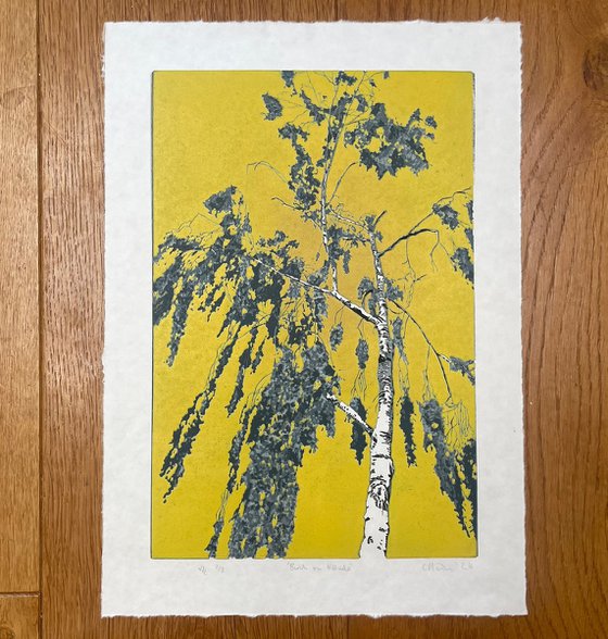 Birch Tree Linocut Print