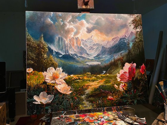 Landscape with flowers