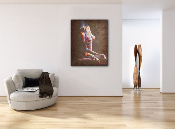 Painting Expectation. naked woman figure