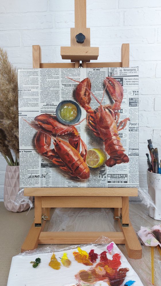 Lobster on a newspaper