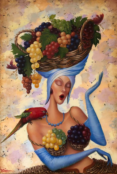 Lady with grapes by Vladimír Kasim